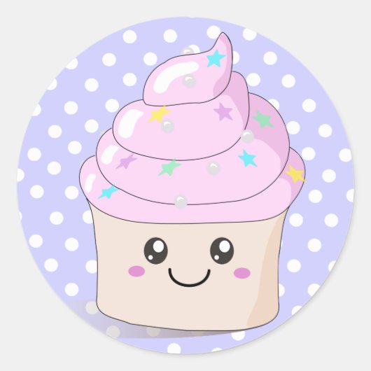 Sticker Rond Cute Cupcake (Devant)