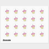 Sticker Rond Cute Cupcake (Feuille)
