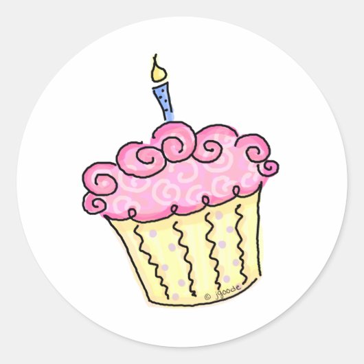 Sticker Rond Cute Cupcake (Devant)