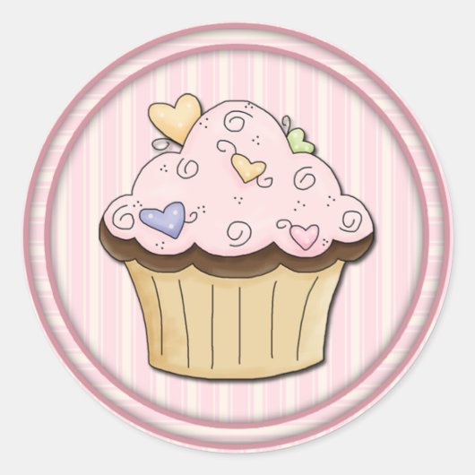 Sticker Rond Cute Cupcake (Devant)