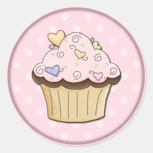 Sticker Rond Cute Cupcake (Devant)