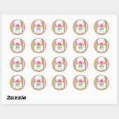 Sticker Rond Cute Cupcake & Baker's Casquette Bakery Box Seal (Feuille)