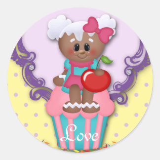 Sticker Rond Cute Cupcake Boulangerie Amour Baby shower Enfants