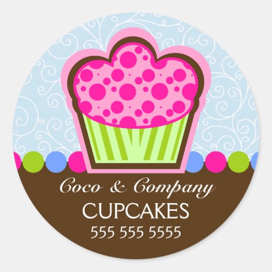 Sticker Rond Cute Cupcake Boulangerie Coffret Seaux (Devant)