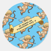 Sticker Rond Cute Cupid Add The Name Valentine's Day Pattern (Devant)