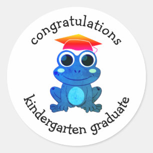 Sticker Rond Cute Custom Frog Kindergarten Graduation