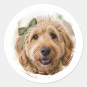 Sticker Rond Cute Custom Photo Dog Pet Modern Printed (Devant)