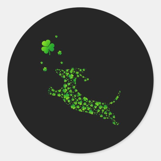 Sticker Rond Cute Dachshund Dog With Irish Shamrock St Patricks (Devant)