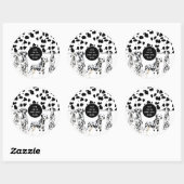 Sticker Rond Cute Dalmatiens Noir & Blanc Zones Joyeuses (Feuille)