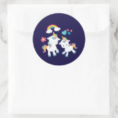 Sticker Rond Cute Dancing Unicornes Magique Arc-en-ciel & Étoil (Sac)