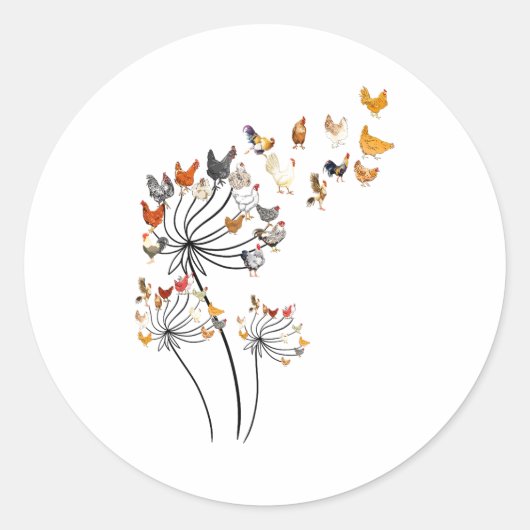 Sticker Rond Cute Dandelion Chickens Lover Shirts For Women Gir (Devant)