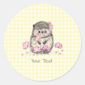 Sticker Rond Cute Dandelion Hérisson Motif jaune (Devant)