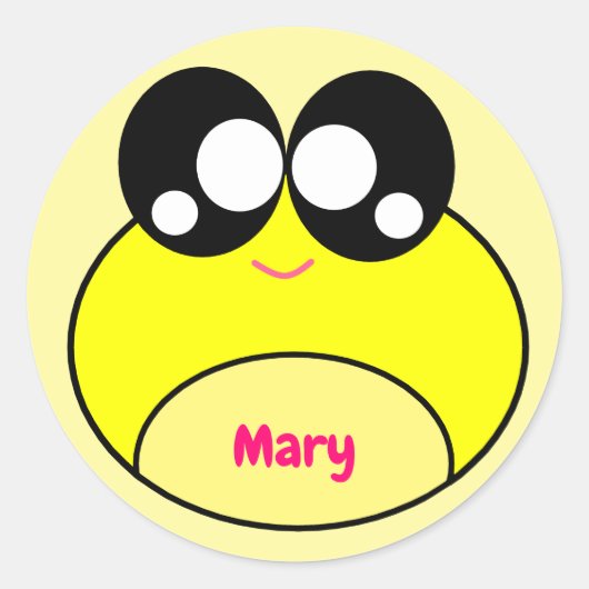 Sticker Rond Cute de grenouille jaune Kawaii (Devant)