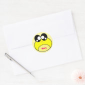 Sticker Rond Cute de grenouille jaune Kawaii (Enveloppe)