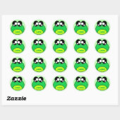 Sticker Rond Cute de grenouille verte Kawaii (Feuille)