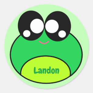 Sticker Rond Cute de grenouille verte Kawaii