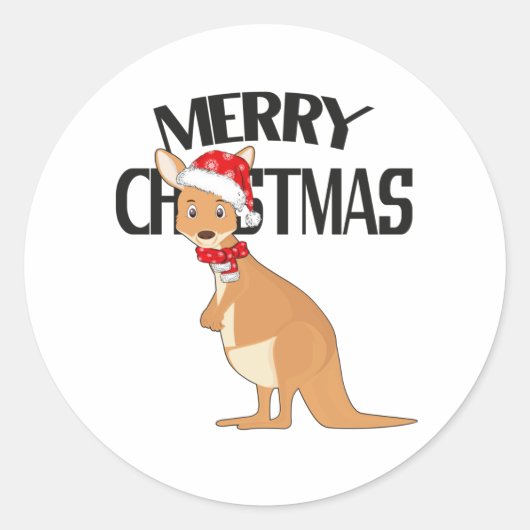 Sticker Rond Cute de Noël australienne Kangaroo (Devant)