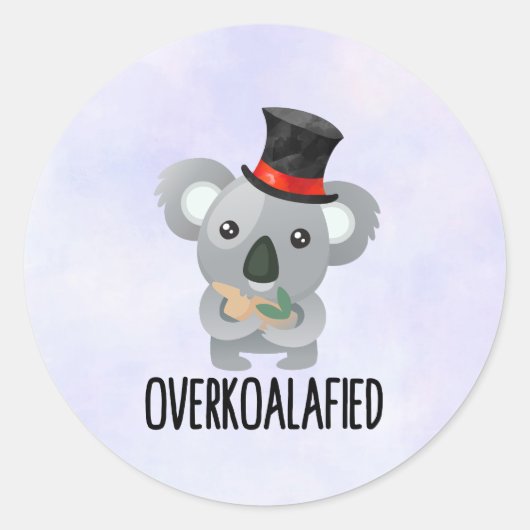 Sticker Rond Cute de Pun Koala surkoalaaaated en chapeau supéri (Devant)