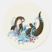 Sticker Rond Cute d'eau de la rivière Otter (Devant)