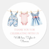 Sticker Rond Cute Denim Blue Jean Girl Merci (Devant)