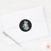 Sticker Rond Cute Denim Ghost Avec Floral Bow Halloween Aesthet (Enveloppe)