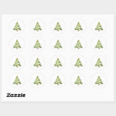 Sticker Rond Cute Dino Christmas Tree Merry Dinomas Xmas Lights (Feuille)