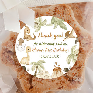 Sticker Rond Cute Dinosaur Boy Anniversaire