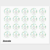 Sticker Rond Cute Dinosaur Boy Baby shower Merci (Feuille)