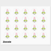 Sticker Rond Cute Dinosaur Couple Wedding Thank You (Feuille)