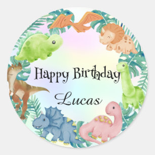 Sticker Rond Cute dinosaur jungle anniversaire de enfant de l'é