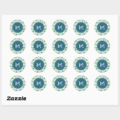 Sticker Rond Cute Dinosaur Motif Enfants Monogramme (Feuille)