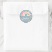 Sticker Rond Cute Dinosaur Unicorn arc-en-ciel Nom d'anniversai (Sac)