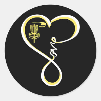 Sticker Rond Cute Disc Golf I Love Disc Golf Jaune