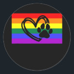 Sticker Rond Cute Dog Mom Dad Paw LGBTQ Gay Pride Flag Queer<br><div class="desc">Cute Dog Mom Dad Paw LGBTQ Gay Pride Flag Queer Gift. Perfect gift for your dad,  mom,  papa,  men,  women,  friend and family members on Thanksgiving Day,  Christmas Day,  Mothers Day,  Fathers Day,  4th of July,  1776 Independent day,  Veterans Day,  Halloween Day,  Patrick's Day</div>
