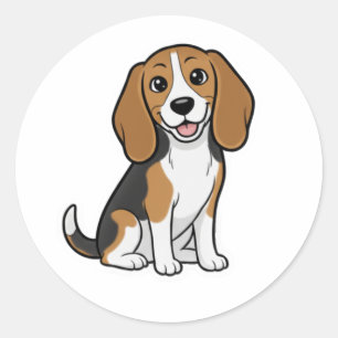 Sticker Rond Cute drawing of a beautiful dog