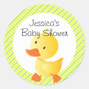 Sticker Rond Cute Duckie and Stripes Personnalisé