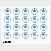 Sticker Rond Cute Eau Bleu Poisson 1er anniversaire (Feuille)
