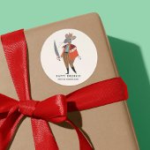 Sticker Rond Cute Ecru Noël Casse-noix Noël Souris Roi