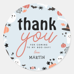 Sticker Rond Cute Éffrayant Halloween 1er Anniversaire Merci bl