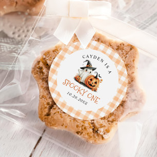 Sticker Rond Cute Éffrayant Un Halloween Fantôme 1er Anniversai