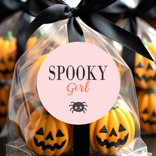 Sticker Rond Cute Éffrayante fille famille Halloween Spider