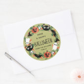 Sticker Rond Cute Éffrayante verte Joyeuse couronne d'Halloween (Enveloppe)
