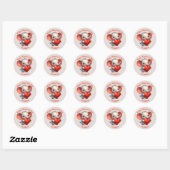 Sticker Rond Cute Elephant Red Heart Valentine (Feuille)