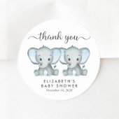 Sticker Rond Cute Elephant Twin Baby Boys Douche Merci