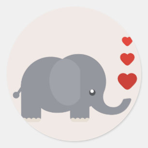 Sticker Rond Cute elephant with hewhimsical love