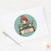 Sticker Rond Cute Elf Personnalisé De Père Noël (Enveloppe)