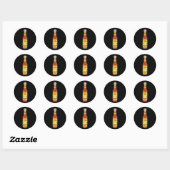Sticker Rond Cute épicé Chats sauce chaude illustration noir (Feuille)