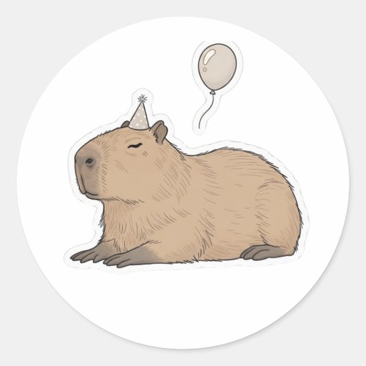 Sticker Rond Cute et Chill Capybara (Devant)