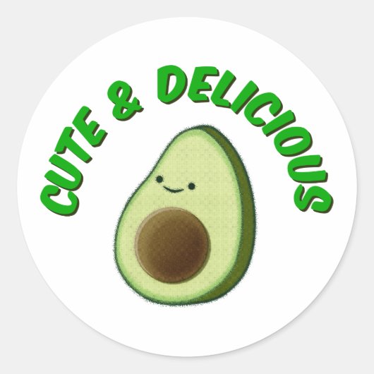 Sticker Rond Cute Et Délicieux Avocado (Devant)