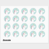Sticker Rond Cute et moderne Rainbow Unicorn anniversaire (Feuille)